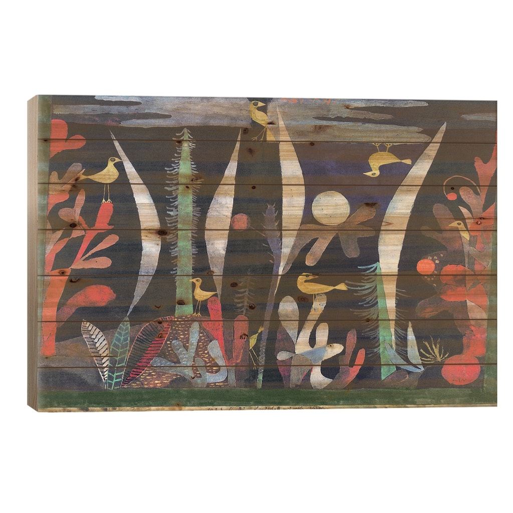 Landscape with Yellow Birds Print On Wood by Paul Klee - Multi-Color