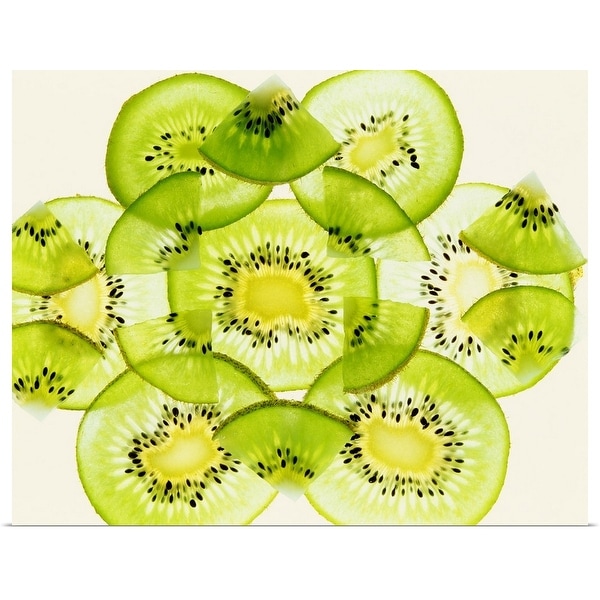 "Pieces of kiwi fruit forming a pattern" Poster Print