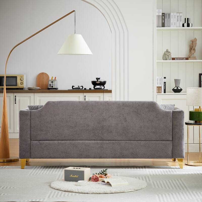 81" 3-Seat Buttons Tufted Nailheads Couch with Pillows