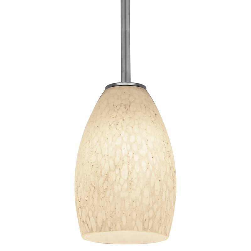 Access Lighting Janine 1 Light Brushed Steel Downrod Pendant - Brushed Steel / White Stone