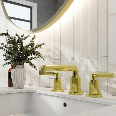 Solid Brass Widespread 2-Handle Lavatory Faucet with Pop-Up Drain Assembly