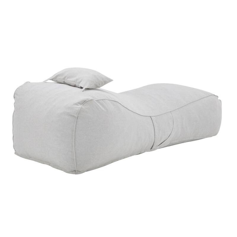 Roomfitters Lemoore Outdoor Bean Bag Lounge Chair with Headrest, Water Resistant, Light Grey