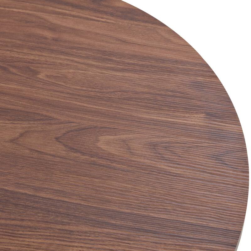 Modern Round Coffee Table with Cylindrical Legs Wooden Center Table with Concealed Storage Space Living Room Tea Table