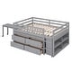 preview thumbnail 12 of 16, Full Size Loft Bed with Retractable Writing Desk and 4 Drawers, Wooden Loft Bed with Lateral Portable Desk and Shelves