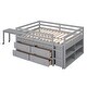 preview thumbnail 3 of 7, Gray Full Loft Bed with Retractable Desk & Drawers