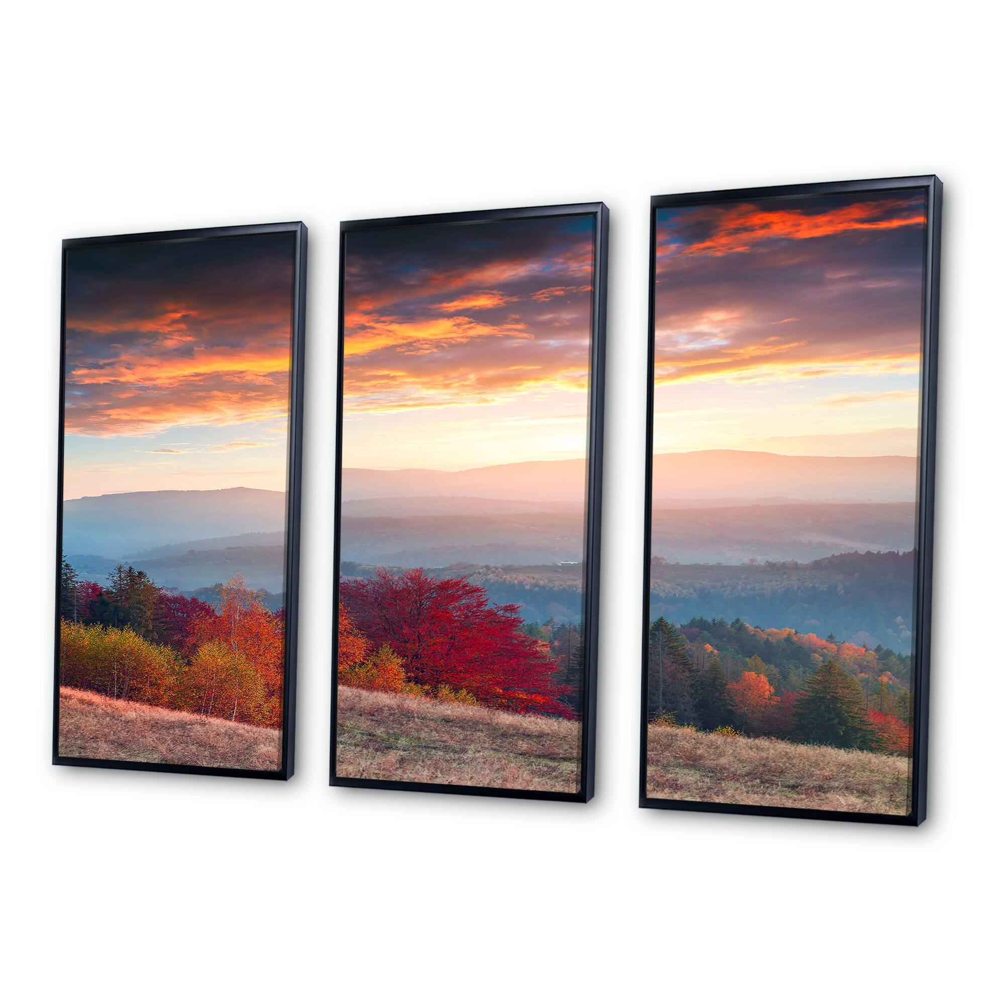 Designart "Sunrise in Carpathian Mountains" Landscape Framed Canvas