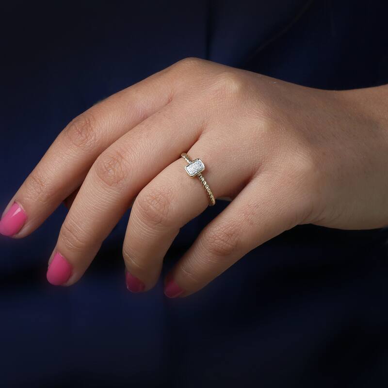 1/20ct TDW Diamond Cluster Ring in Gold Plated Silver for Women