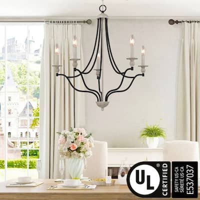Farmhouse 5-light French Country Candle Chandelier for Dining Room with UL Certified - 27.5 inches