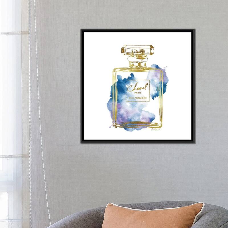 iCanvas "Gold And Blue Perfume Bottle" by Amanda Greenwood Framed Canvas Print