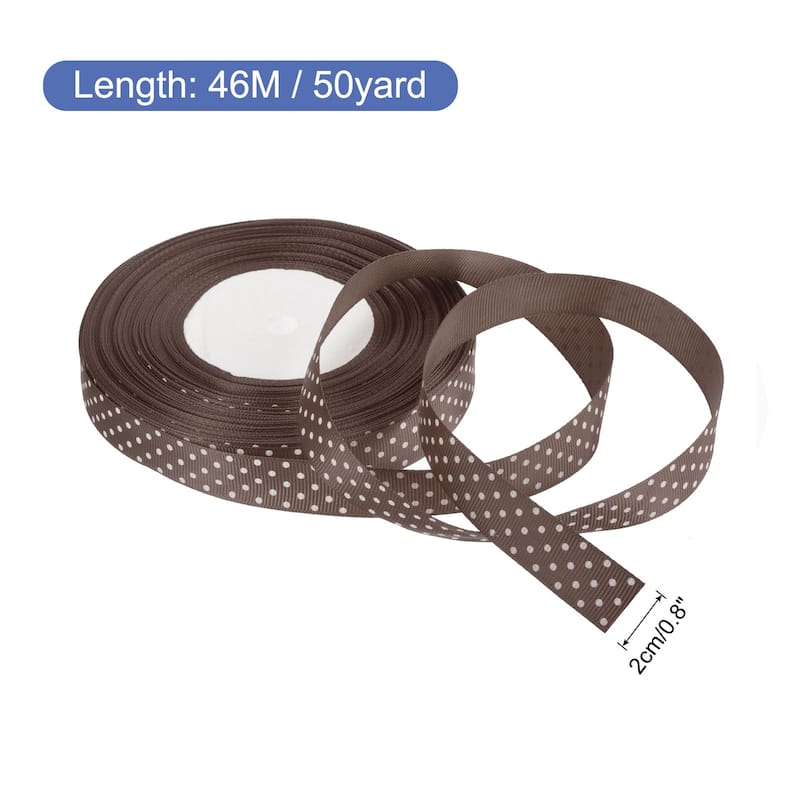 Grosgrain Ribbons with Dots Ribbon Bow Decoration - Brown - 50 Yards 3/4 Inch