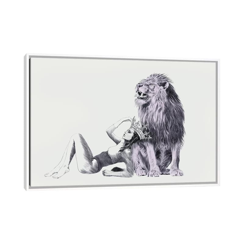 iCanvas "The Queen Leo " by Jenny Rome Framed Canvas Print - White - 32x48