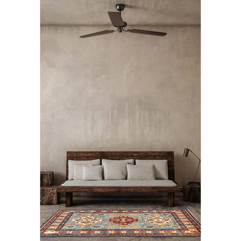 ECARPETGALLERY Hand-knotted Finest Ghazni Light Blue Wool Rug - 5'0 x 7'1