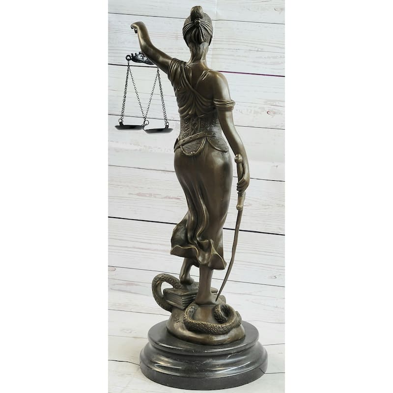 Bronze Scale Of Justice Blind Justice Sculpture Statue Clical Figurine 18 Inches Nr