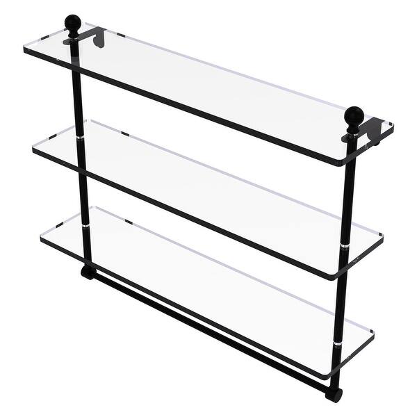 Mambo 22 in. L x 8 in. H x 5 in. W 2-Tier Clear Glass Bathroom Shelf in Antique Bronze Mambo 22 in. L x 8 in. H x 5 in. W 2-Tier Clear Glass Bathroom Shelf in Antique Bronze