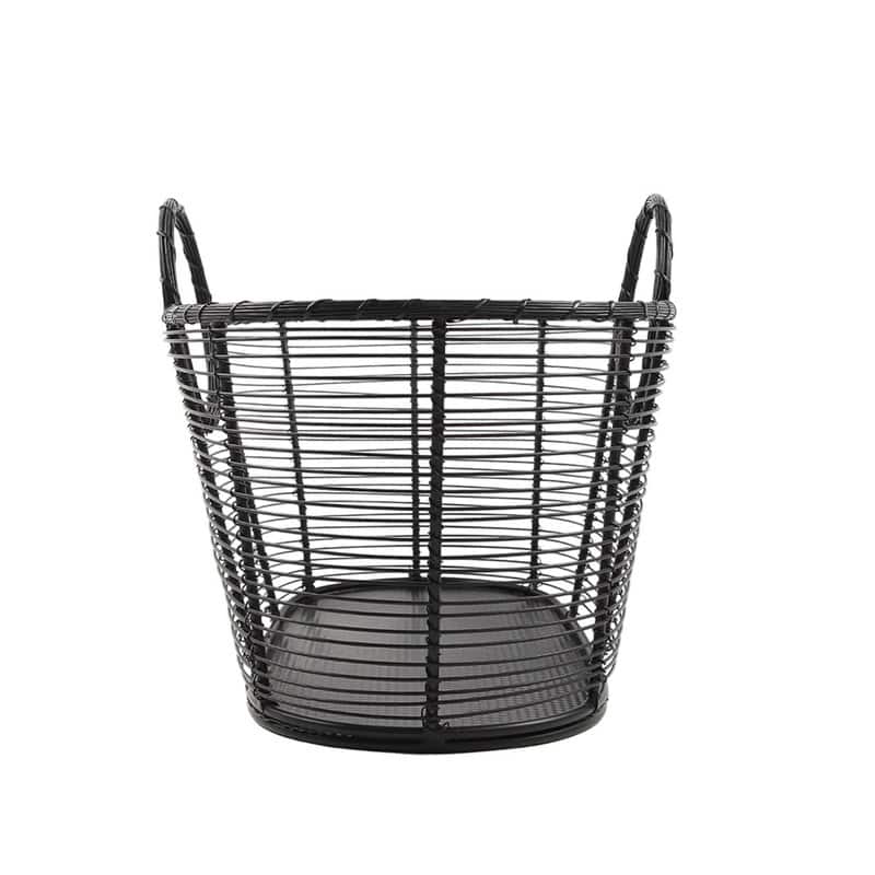 Achla Designs Small Hand-Woven Steel Harvest Basket, Black Powder Coat Finish