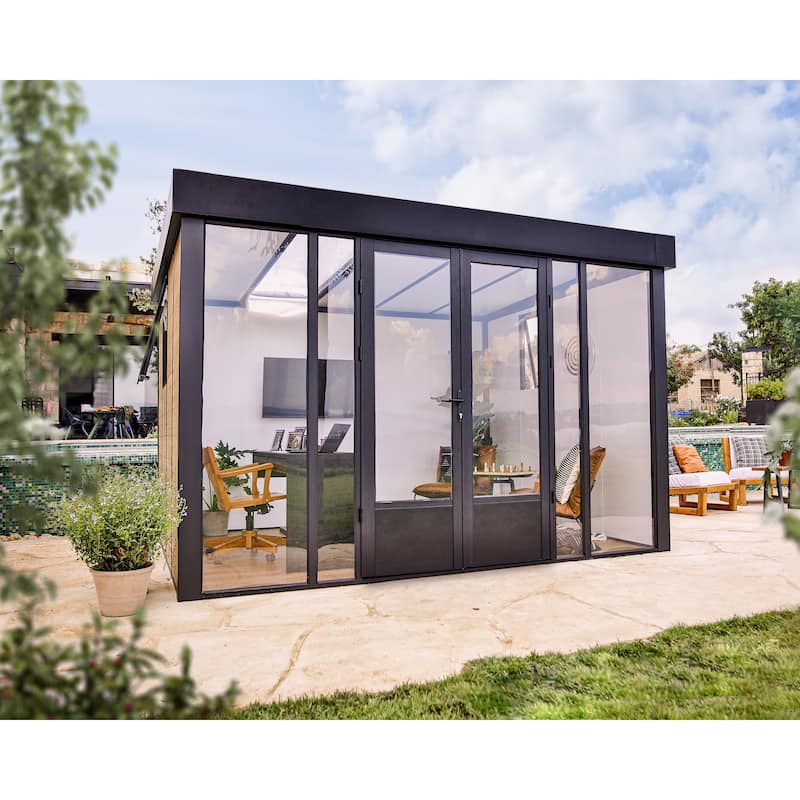 Copenhagen 9 ft. x 11.5 ft. Black Studio Shed and Backyard Office - 11 ft. x 9 ft