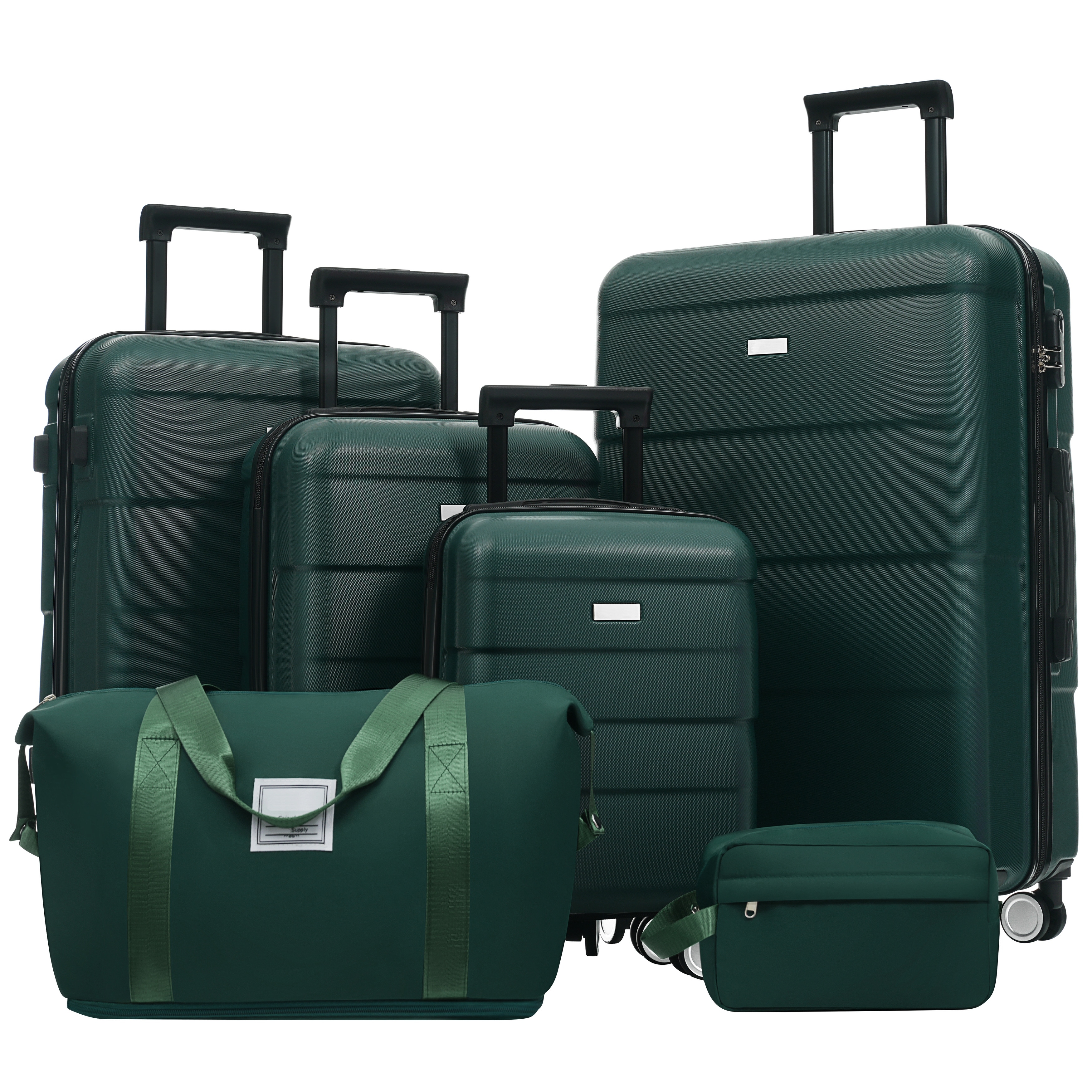 Hardshell Luggage Sets 6 Piece with 2 Bags,Carry on Suitcase with Handle Password Lock Double Spinner Wheels