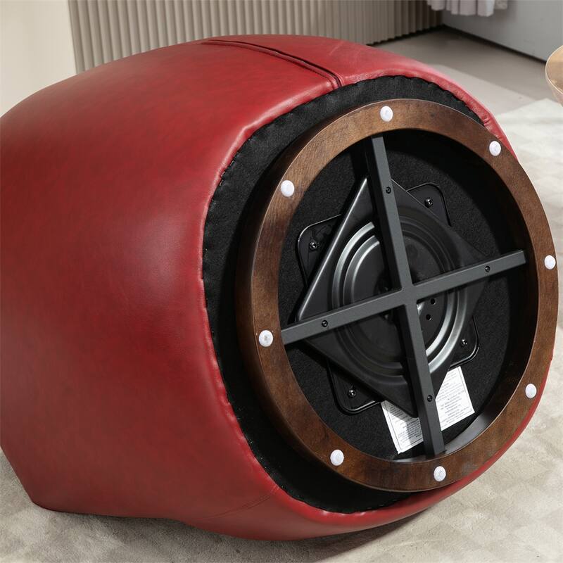 Upholstered Swivel Barrel Armchair with Storage and Metal Base