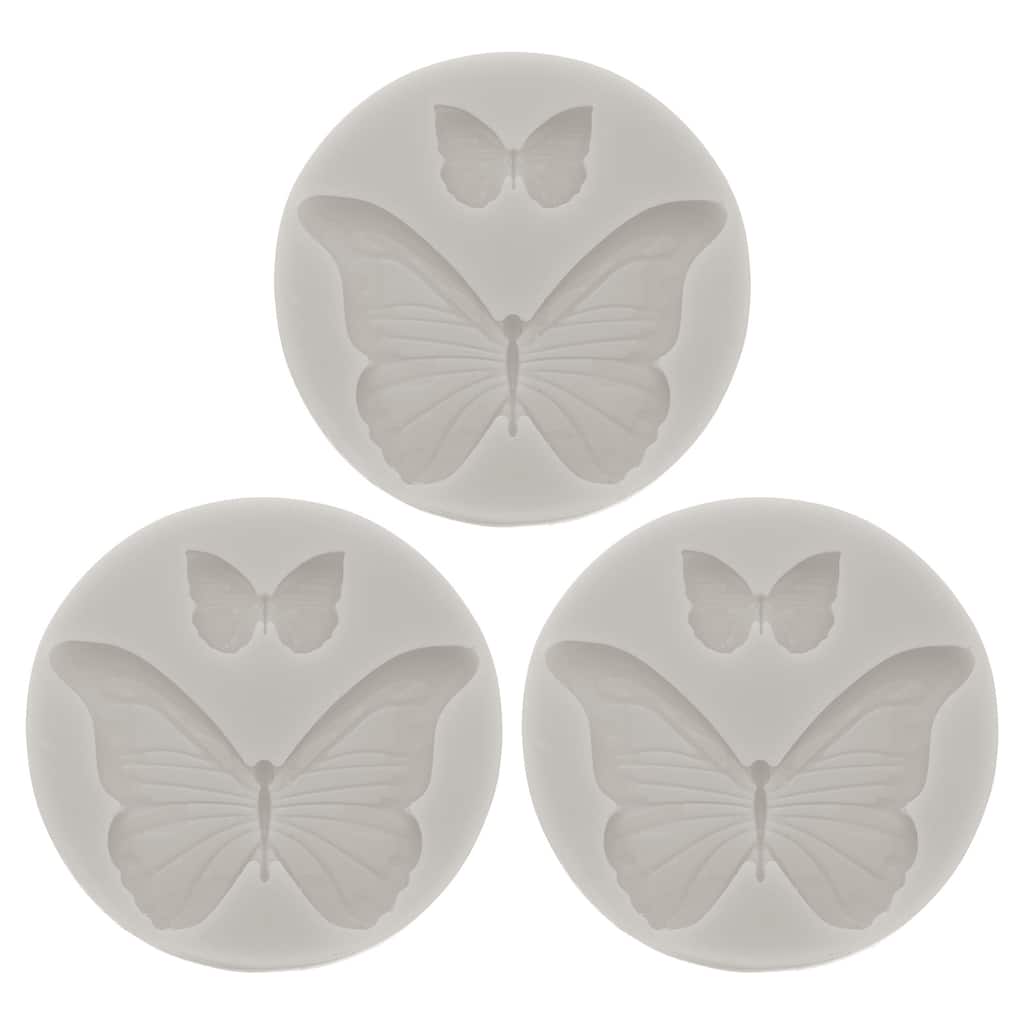 3pcs Polymer Clay Mold, Fondant Mold 2 Butterfly Mold Silicone Rose