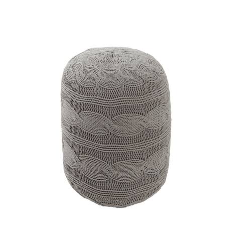 16x20 inch Cadie Cable Knit Round Pouf Ottoman in Ghost Gray