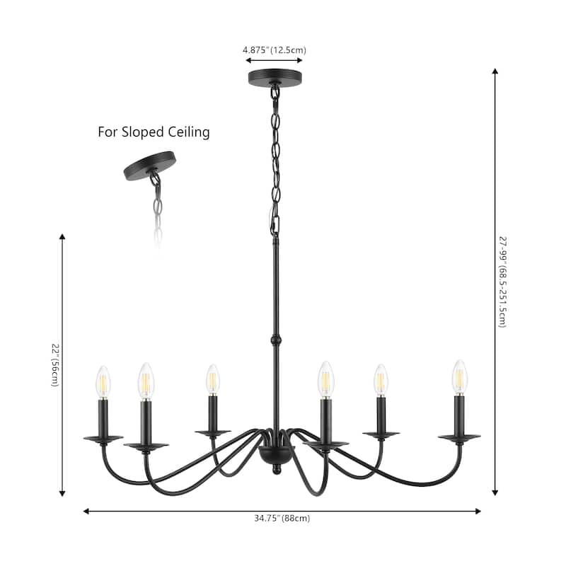 34.75" 6-Light Iron LED Chandelier, by JONATHAN Y
