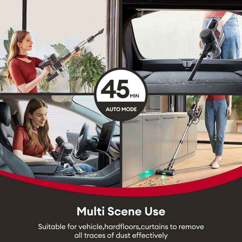 Cordless Vacuum Cleaner Stick Vacuum with LED Display Screen