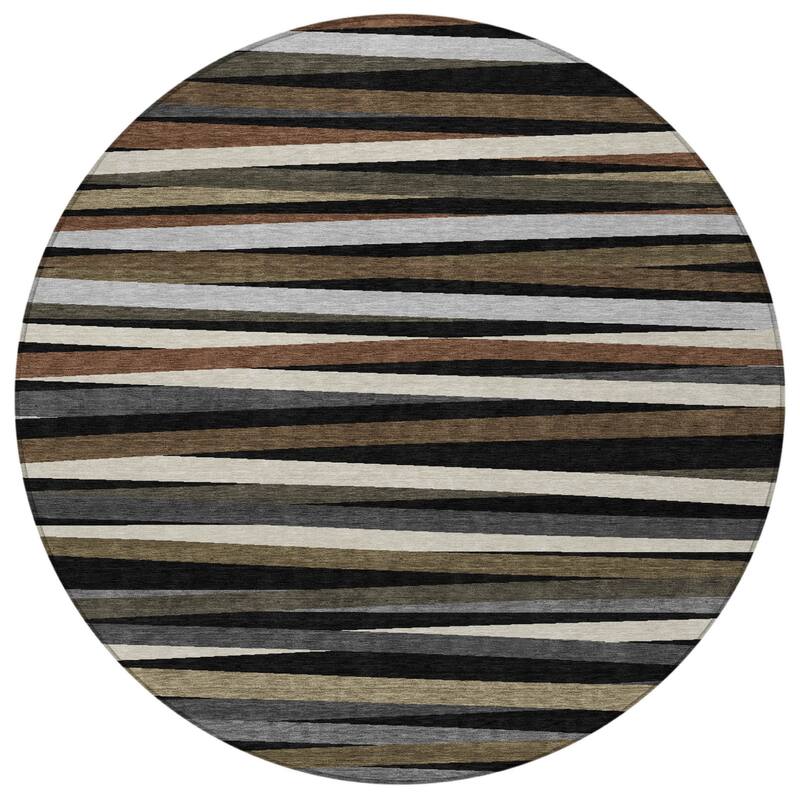 HomeRoots Striped Transitional Rectangle Outdoor Rug