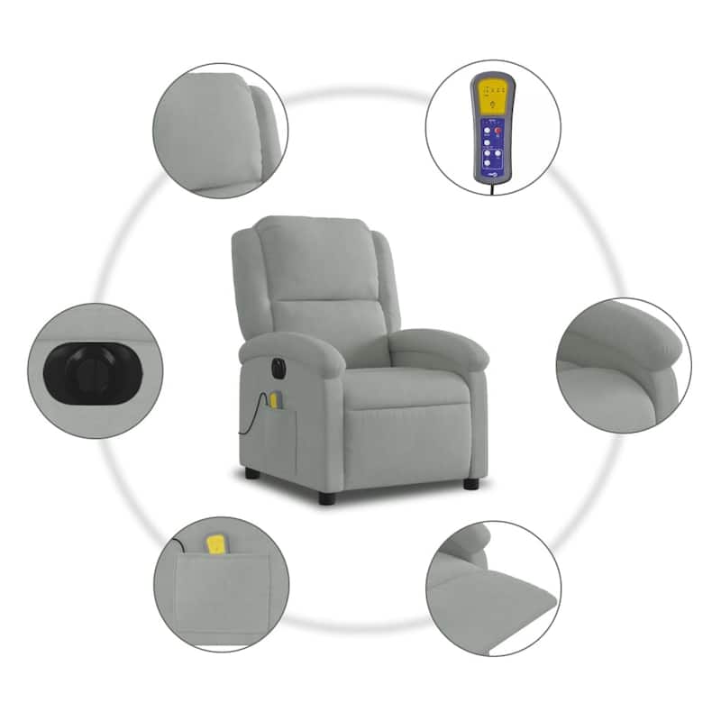 vidaXL Massage Recliner Chair Wingback Reclining Armchair for Elderly Velvet