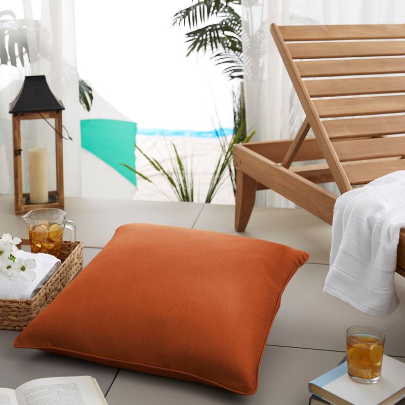 Sorra Home Clara Indoor/ Outdoor 26-inch Square Sunbrella Floor Pillow - 26"