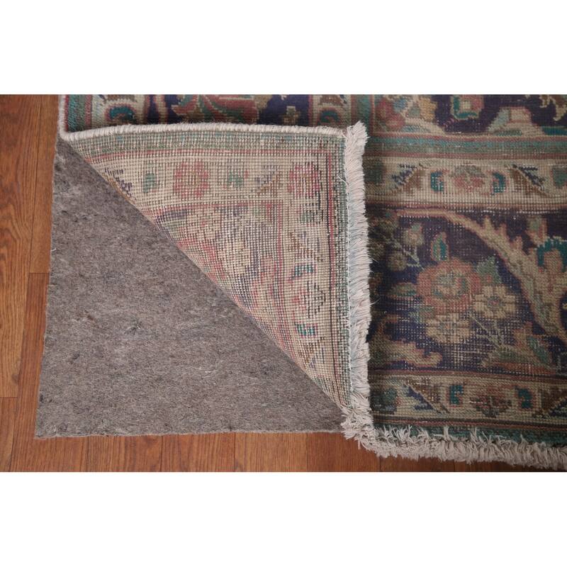 Distressed Tabriz Persian Antique Area Rug Handmade Wool Carpet - 9'9" x 12'8"