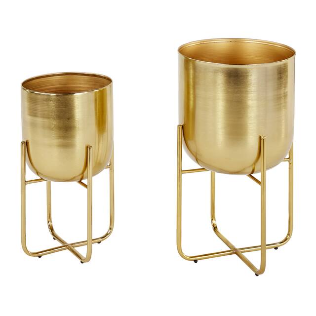 Iron Glam Contemporary Planter (Set of 2) - S/2 16", 13"H