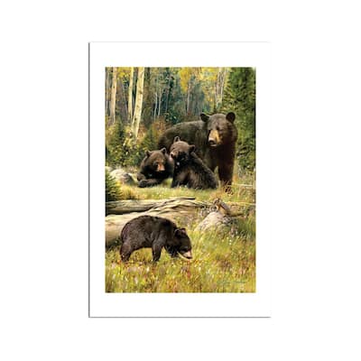 Black Bear Family Fine Art Paper Print by Greg Giordano - Multi