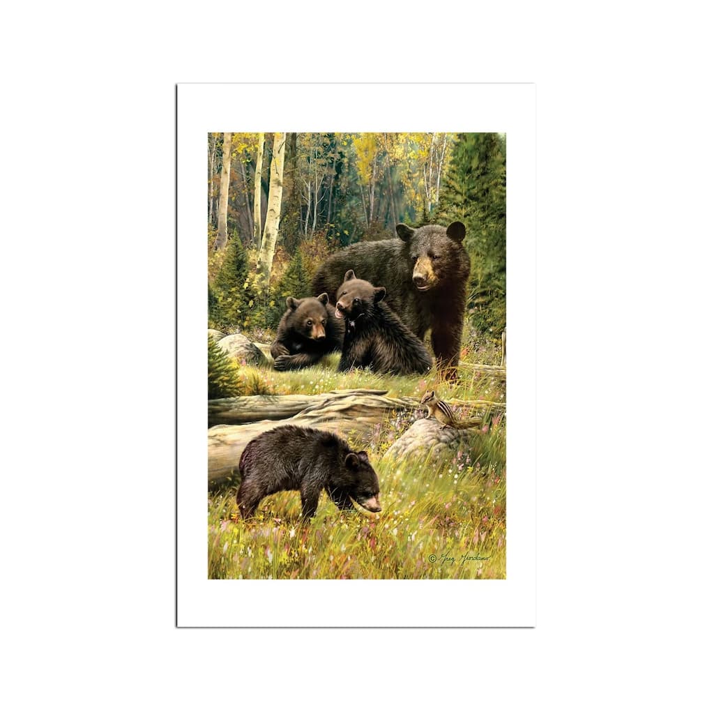 Black Bear Family Fine Art Paper Print by Greg Giordano - Multi