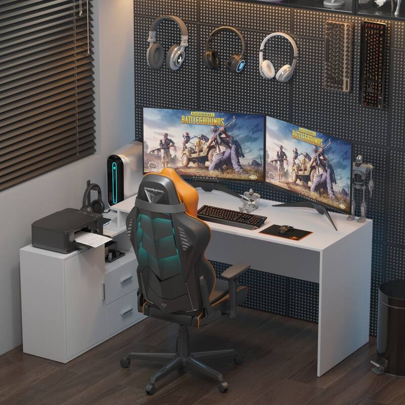 FUFU&GAGA Computer Desk Writing Table Workstation Reversible Cabinet