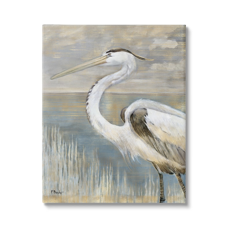 Stupell Heron Bird Abstract Marshland Coast Stretched Canvas Wall Art, Design by Paul Brent - 36 x 48