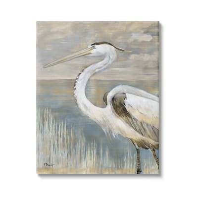 Stupell Heron Bird Abstract Marshland Coast Stretched Canvas Wall Art, Design by Paul Brent