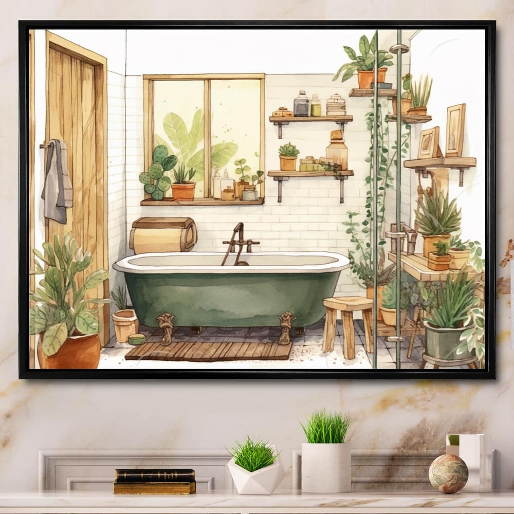 Designart "Natural Bathroom Decor XI" Bathroom Framed Wall Art Living Room