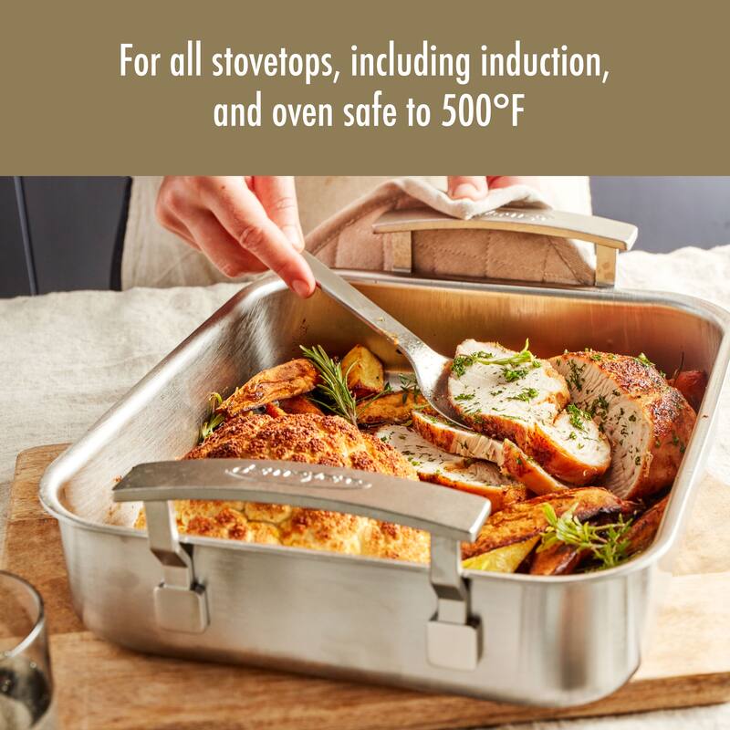 Demeyere Industry 5-Ply Stainless Steel 15.7 X 13.3-inch Roasting Pan - 15.7" x 13.3"