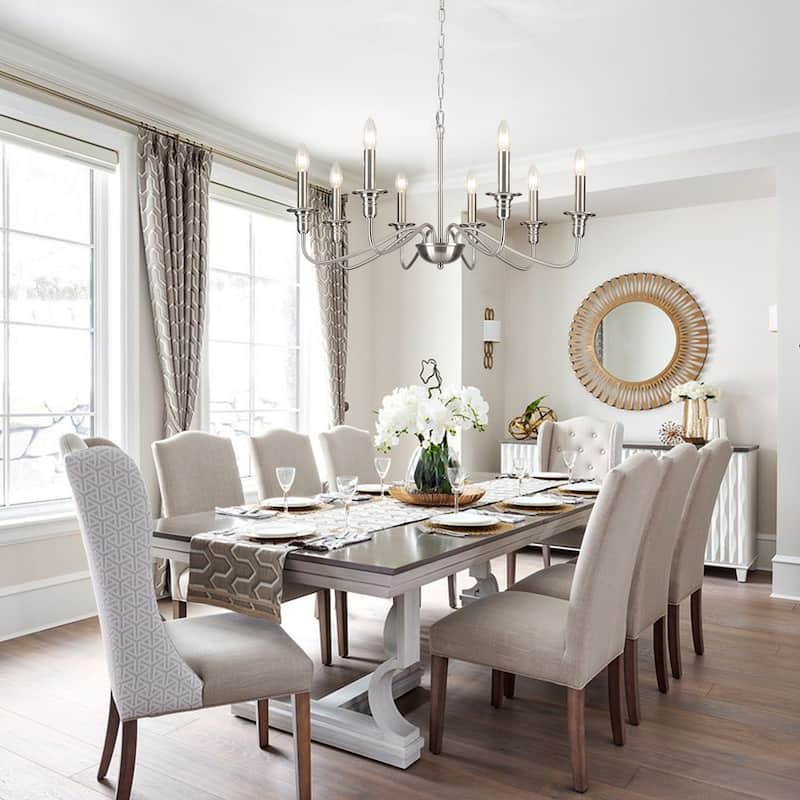 8-Light American Country Design Chandelier, Candle Style Chandelier for Dining Room Living Room Bedroom Kitchen - N/A