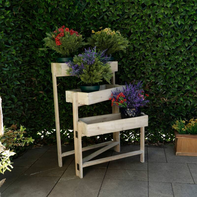 Wooden 3-Tier Movable Shelf Storage Rack