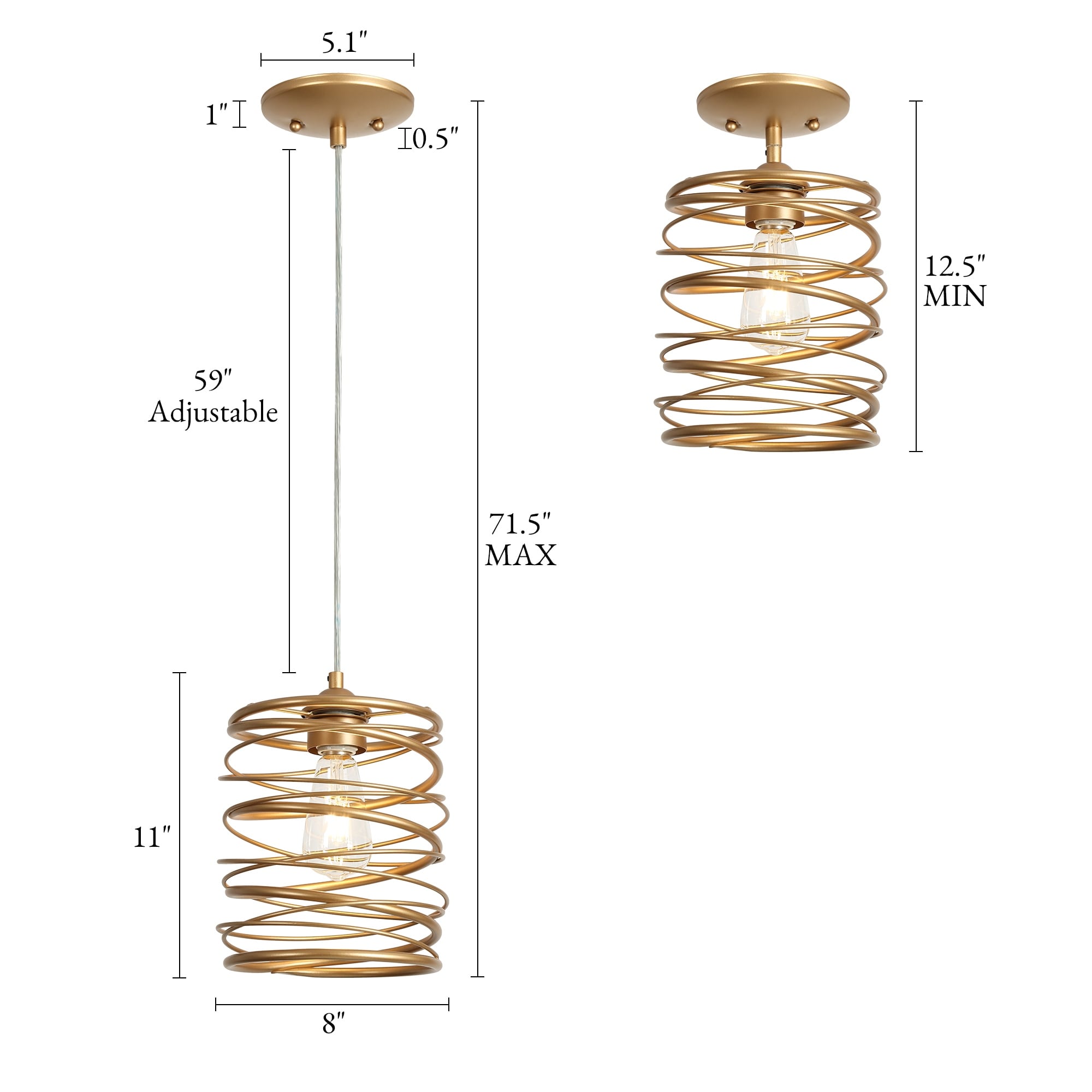 LALUZ Modern Farmhouse 1-Light Pendant Light for the Kitchen