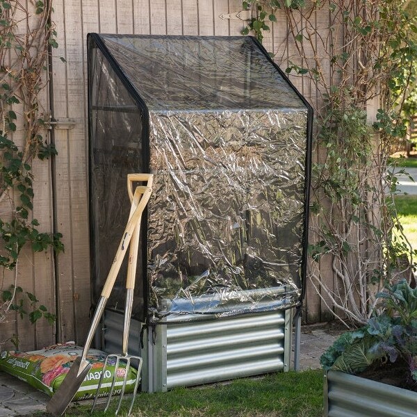 Shop Metal Raised Garden Bed Planter Box with Greenhouse ...