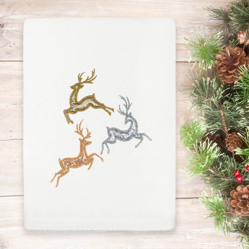 Authentic Hotel and Spa Christmas Leaping Deer Hand Towel
