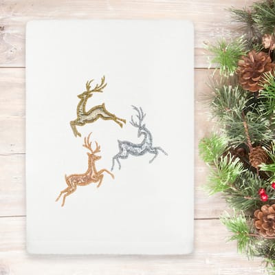 Authentic Hotel and Spa Christmas Leaping Deer Hand Towel