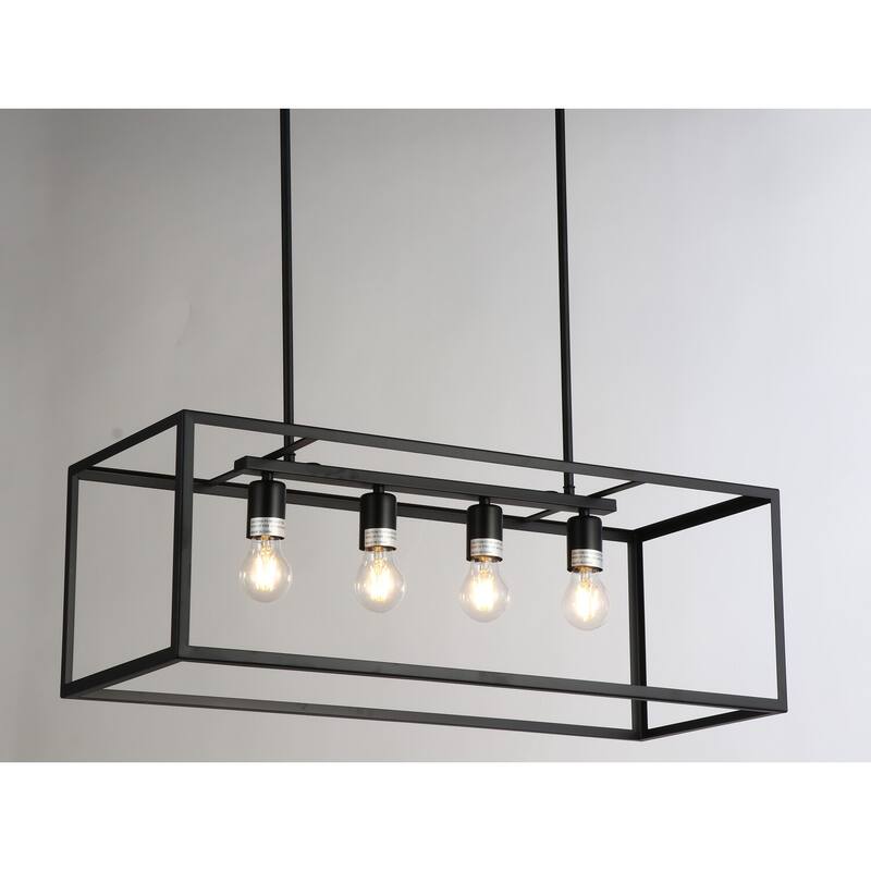 4-Light Pendant Light - Black Color - Modern Kitchen Island Lighting Fixture - 11