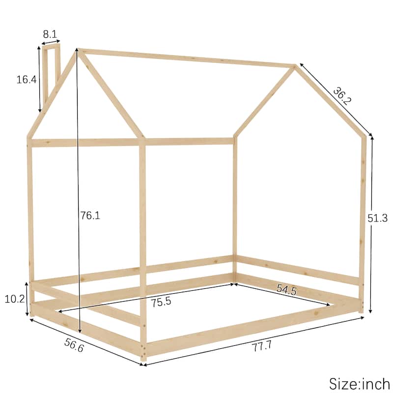 Full Size House Bed Wood Bed