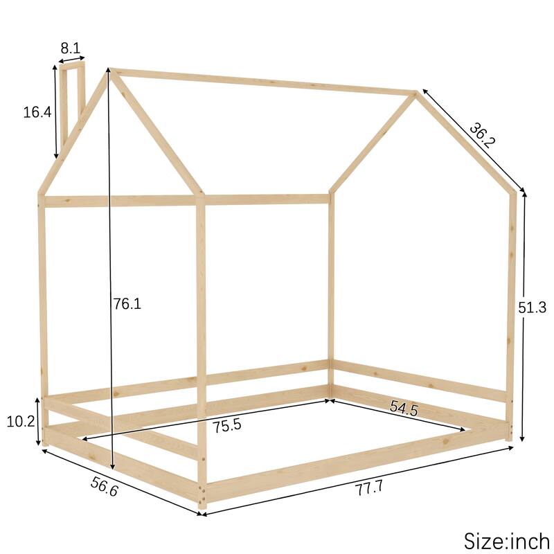 House Bed Frame Wood Bed