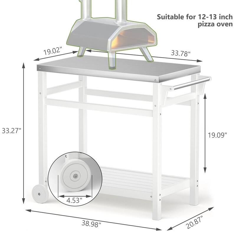 TORVA HDPE Portable Outdoor Grill Table,Grill Cart with Stainless Steel Top&3-Shelf Storage for BBQ Prep Table - N/A