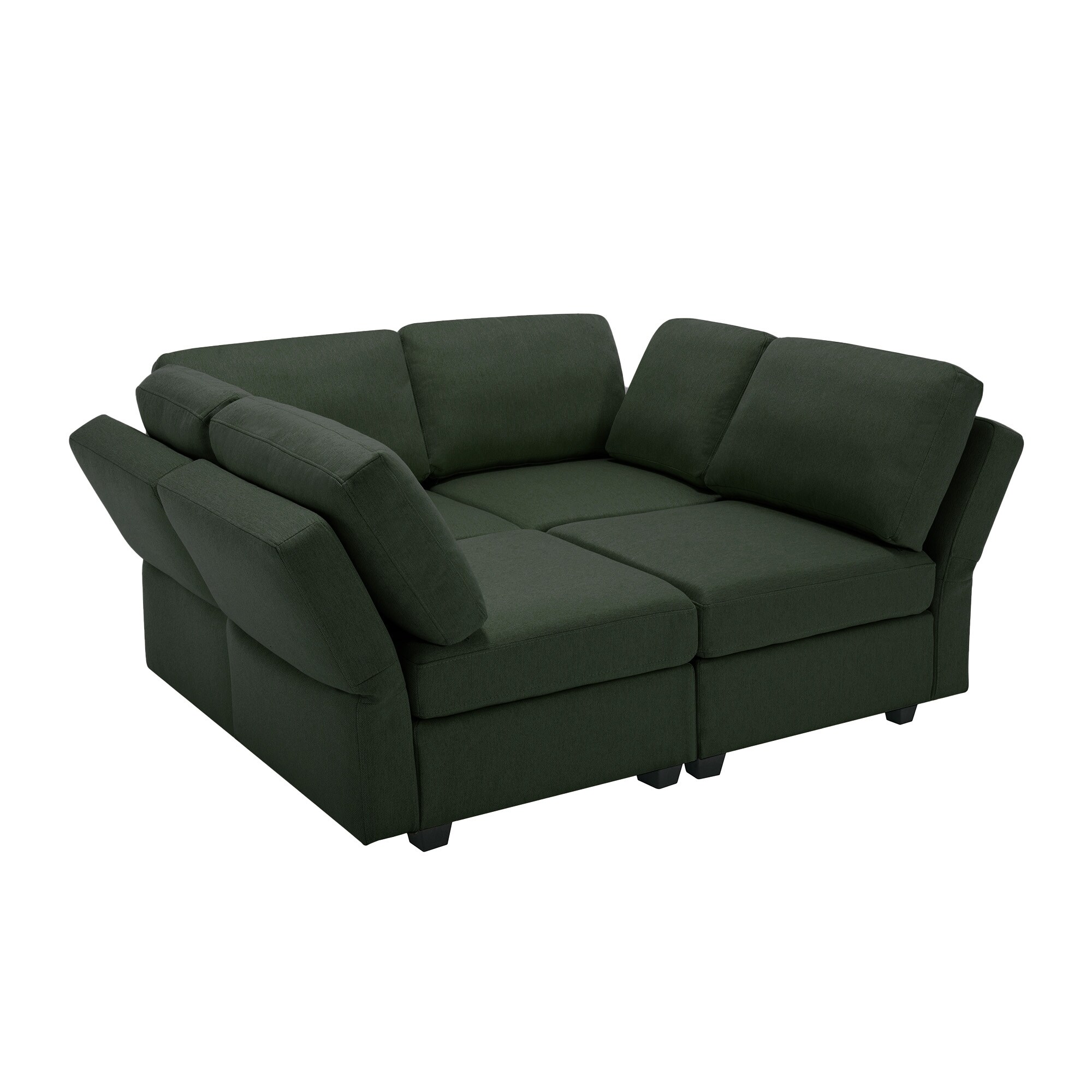 Modern Modular Sofa Bed 4 Seat Sectional Sofa Green Fort Sleeper Sofa Recliner Couch with Seats Storage for Living Room