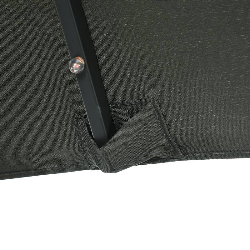 Outsunny Double-sided Patio Umbrella with Solar Lights and Sandbag Base, Outdoor Table Umbrella with Push Button Tilt, Crank